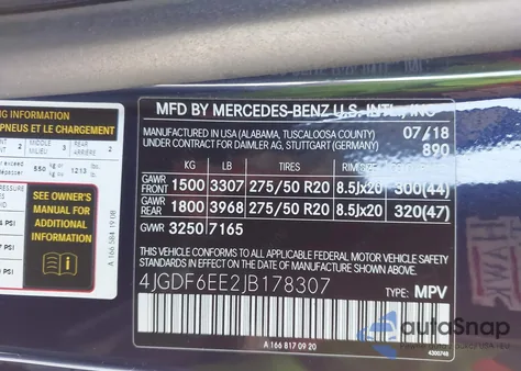 2018 Mercedes-Benz Gls 450 4Matic from USA, damaged, VIN 4JGDF6EE2JB178307